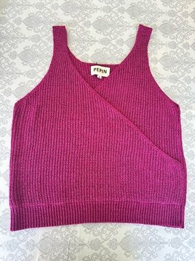 Anthropologie Pepin Faux Wrap Sweater Tank M Burgundy